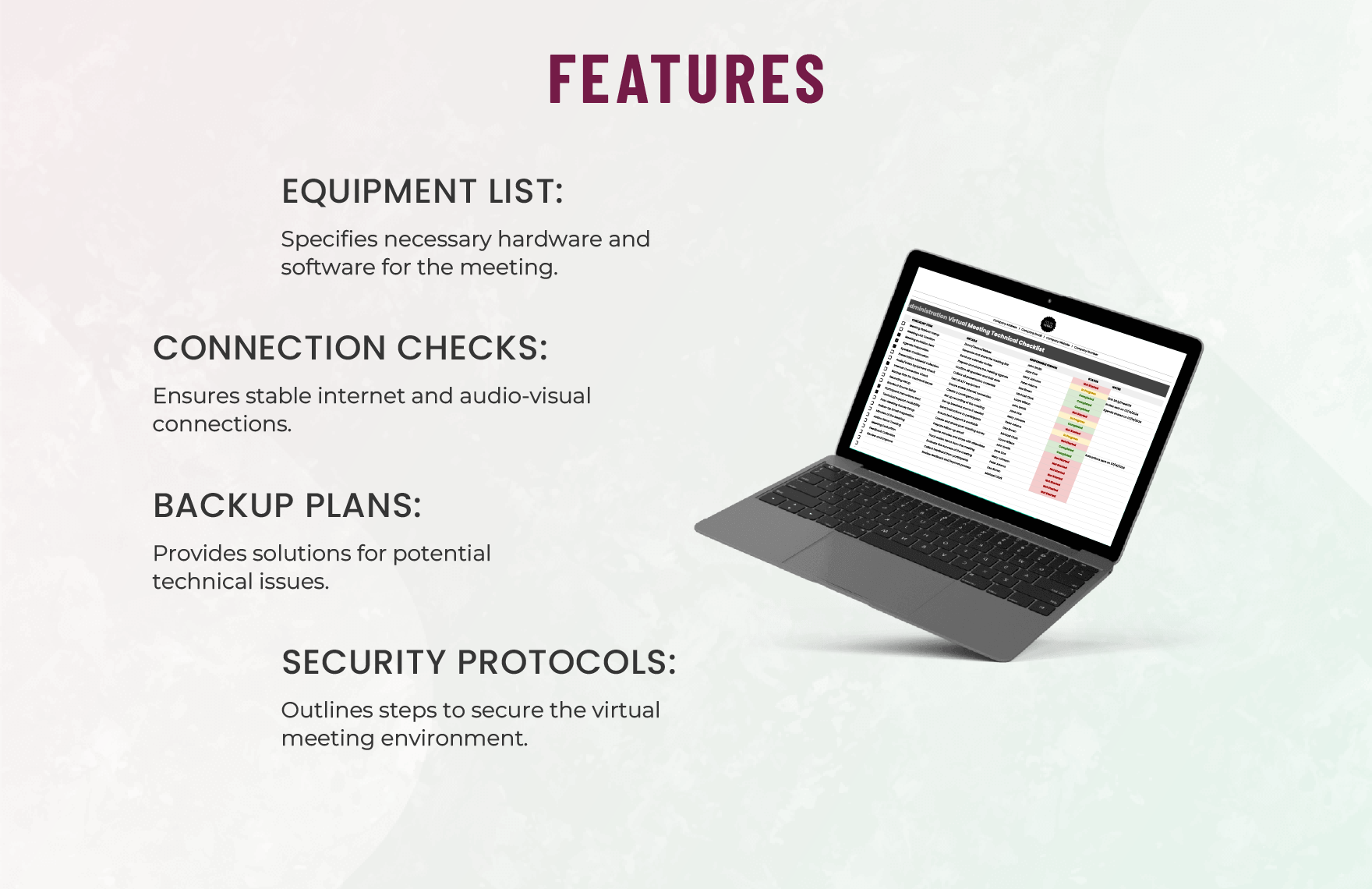 Administration Virtual Meeting Technical Checklist Template