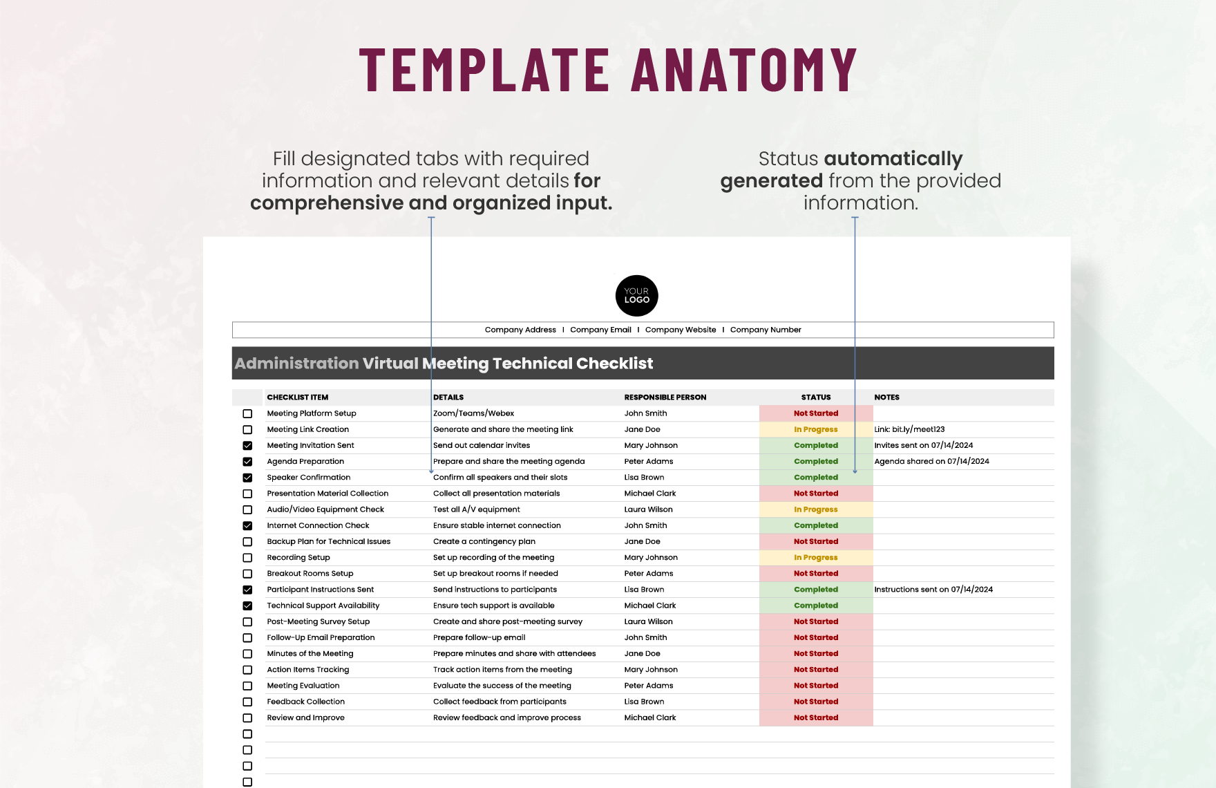 Administration Virtual Meeting Technical Checklist Template