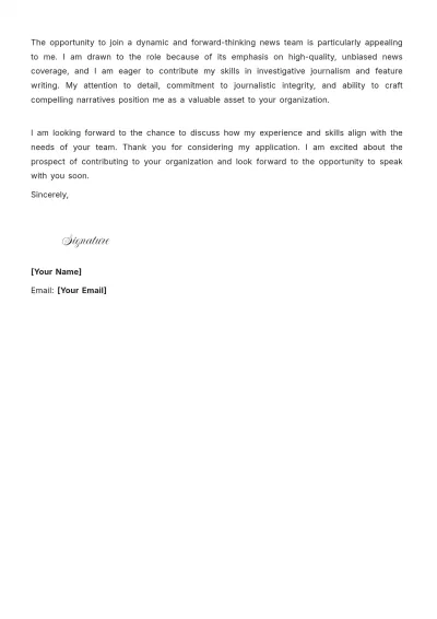 Free News Writer Cover Letter to Edit Online