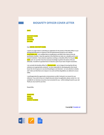 cover letter for safety officer job application