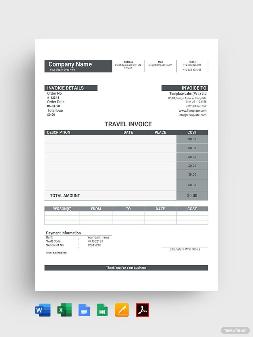 invoices templates word format free download template net