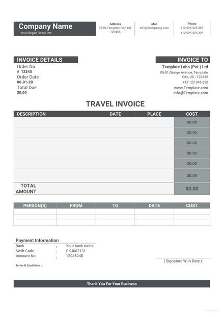 Contoh Invoice Travel