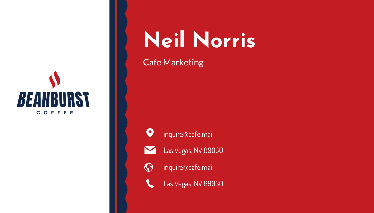 Cafe Marketing Business Card