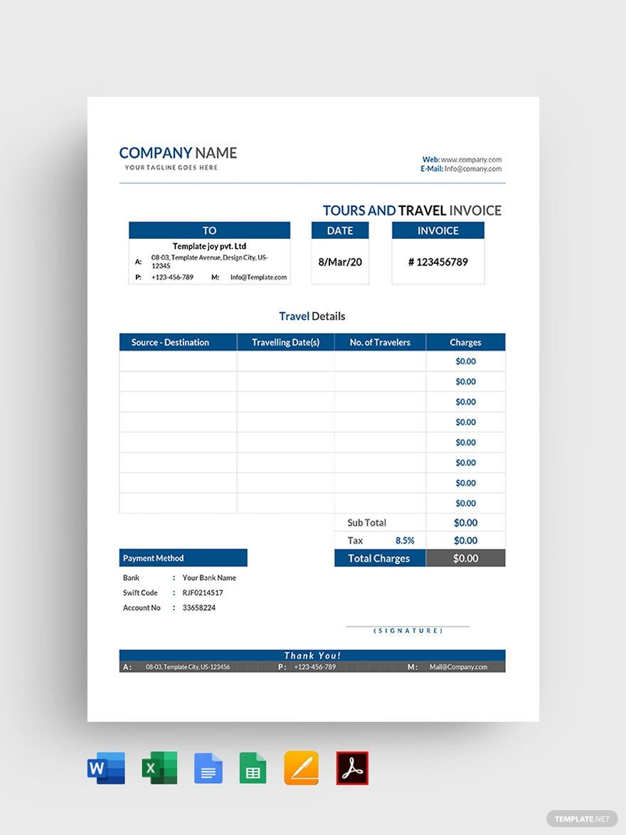 travel agency invoice format download