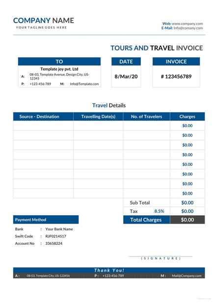 free printable invoice sample Travel FREE  Invoice Tour  and Template Word PDF  Excel