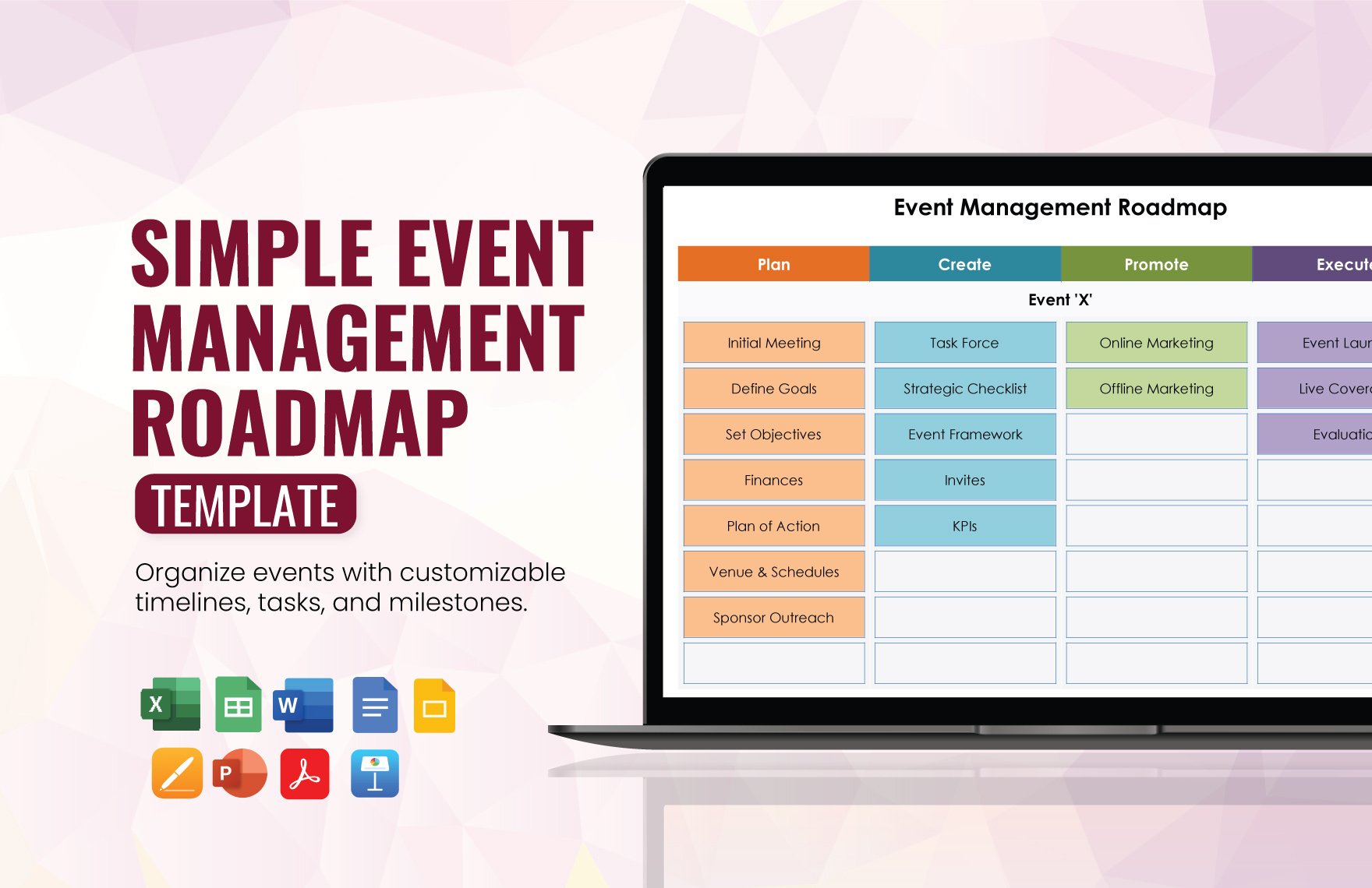 Free Simple Event Management Roadmap Template in Word, Google Docs, Excel, PDF, Google Sheets, Apple Pages, PowerPoint, Google Slides, Apple Keynote