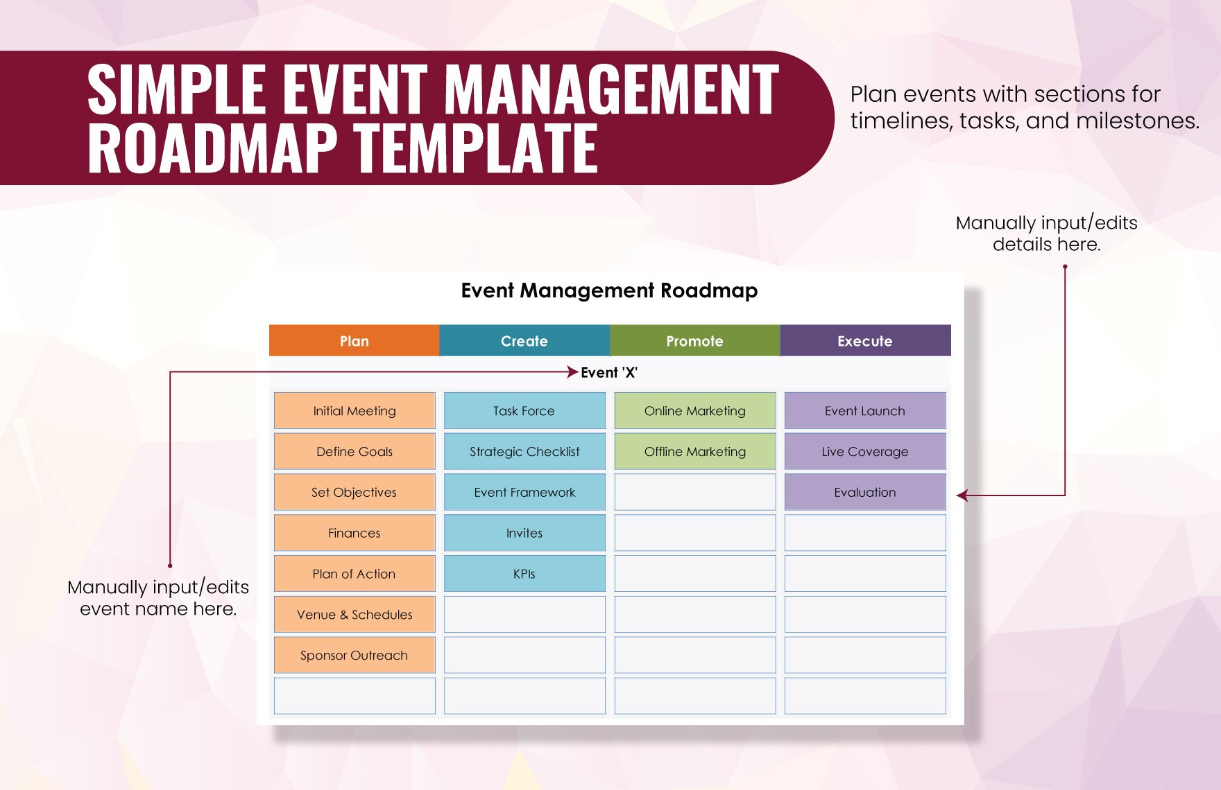 Simple Event Management Roadmap Template