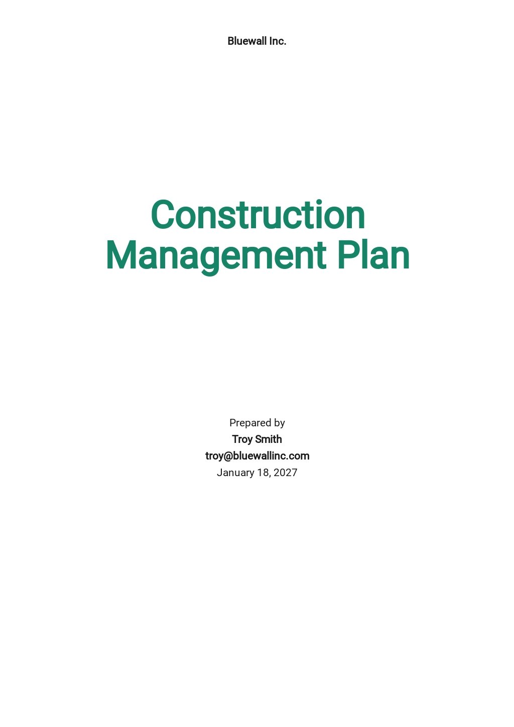 Construction Management Plan Templates in Microsoft Word (DOC ...