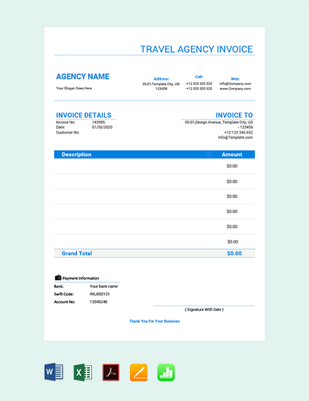 16+ FREE Travel Invoice Templates - Word | Excel | Template.net