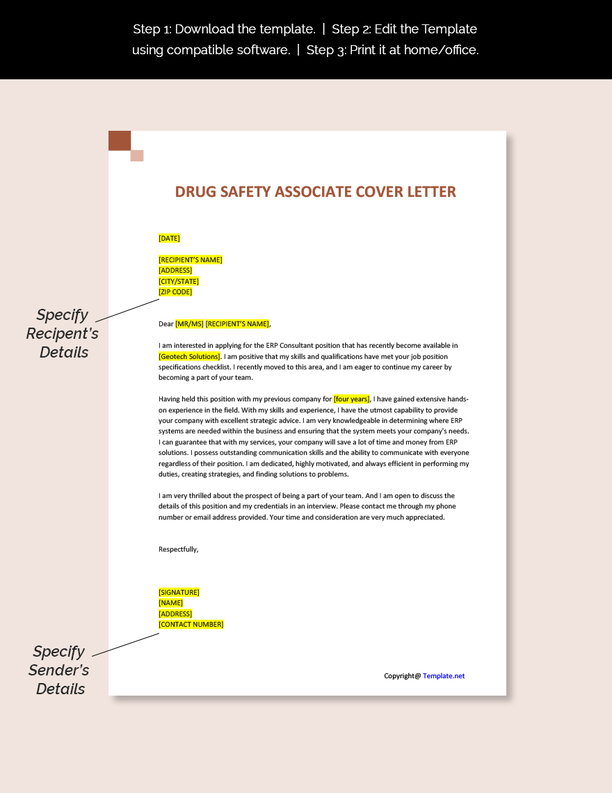 Drug Safety Associate Cover Letter Template