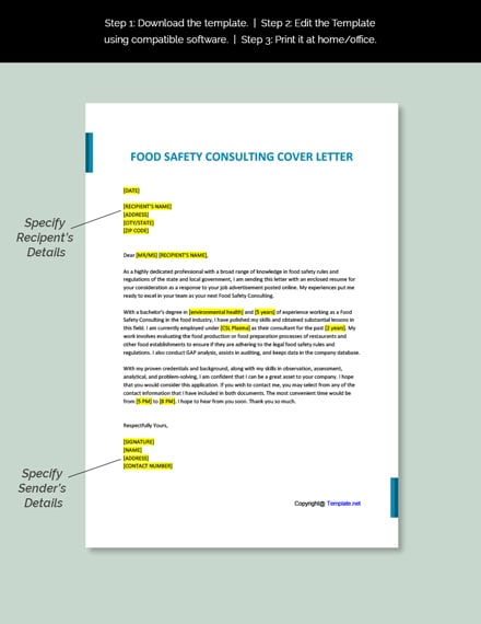 food safety officer cover letter