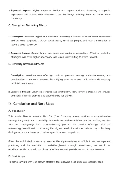 Free Movie Theater Investor Plan Template to Edit Online