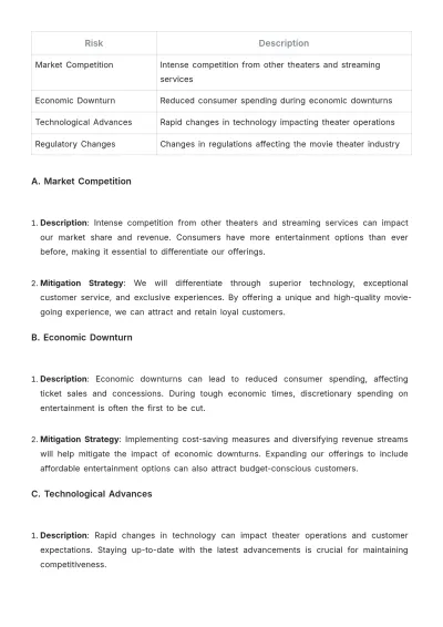 Free Movie Theater Investor Plan Template to Edit Online