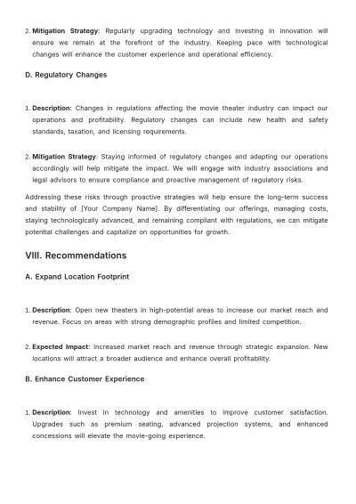 Free Movie Theater Investor Plan Template to Edit Online
