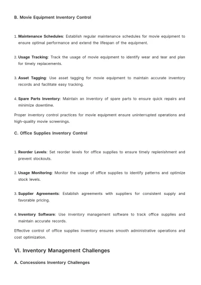 Free Printable Movie Theater Inventory Report Template to Edit Online