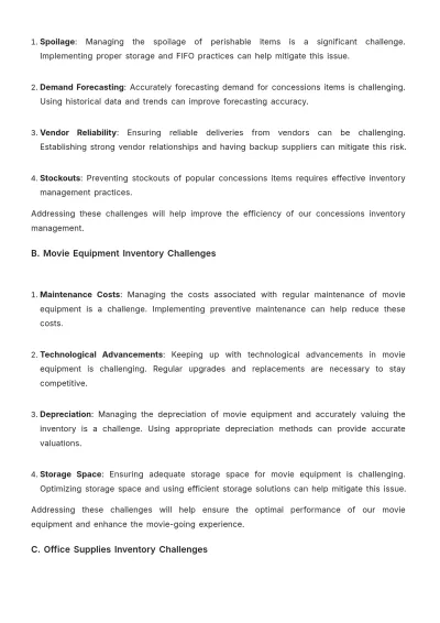 Free Printable Movie Theater Inventory Report Template to Edit Online