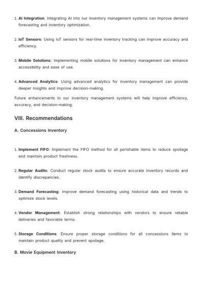 Free Printable Movie Theater Inventory Report Template to Edit Online