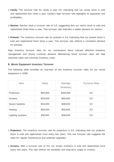 Free Printable Movie Theater Inventory Report Template to Edit Online