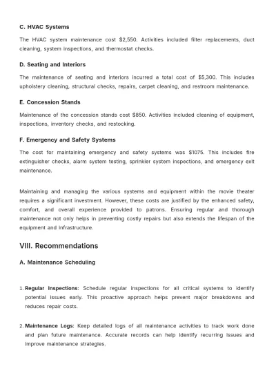 Free Movie Theater Maintenance Report Design Template to Edit Online