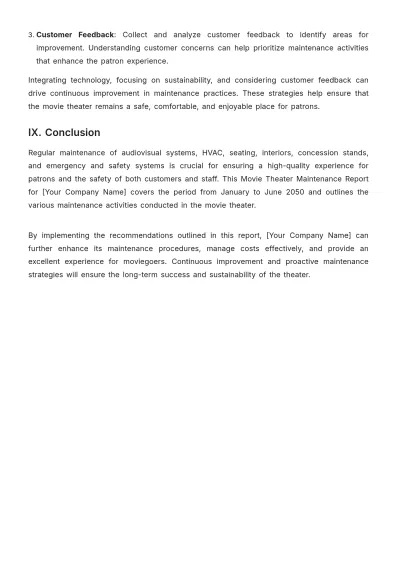 Free Movie Theater Maintenance Report Design Template to Edit Online