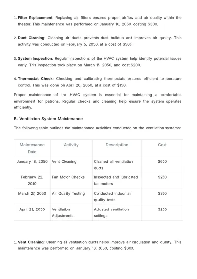 Free Movie Theater Maintenance Report Design Template to Edit Online
