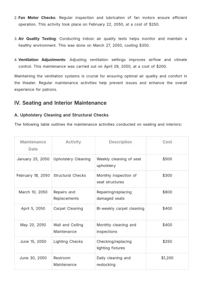 Free Movie Theater Maintenance Report Design Template to Edit Online