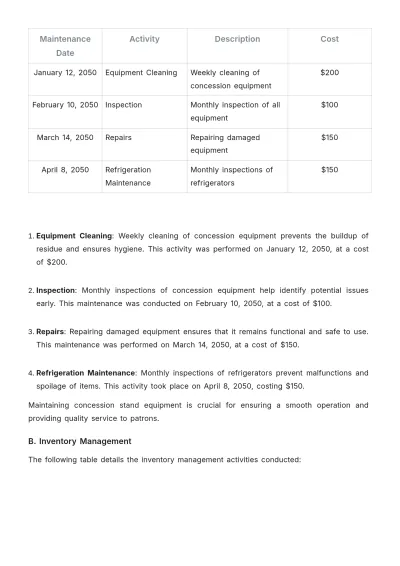 Free Movie Theater Maintenance Report Design Template to Edit Online