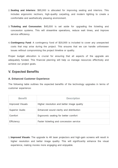 Free Printable Movie Theater Technology Upgrade Proposal Template to Edit Online