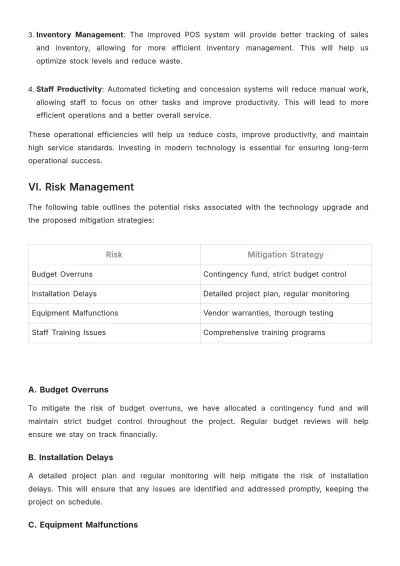 Free Printable Movie Theater Technology Upgrade Proposal Template to Edit Online