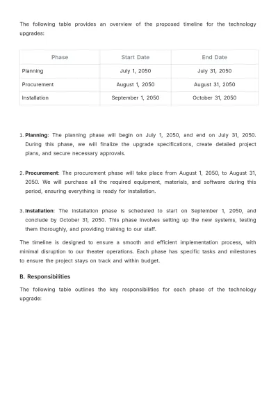Free Printable Movie Theater Technology Upgrade Proposal Template to Edit Online