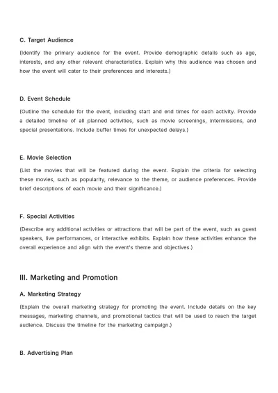 Free Movie Theater Event Proposal Outline Template to Edit Online