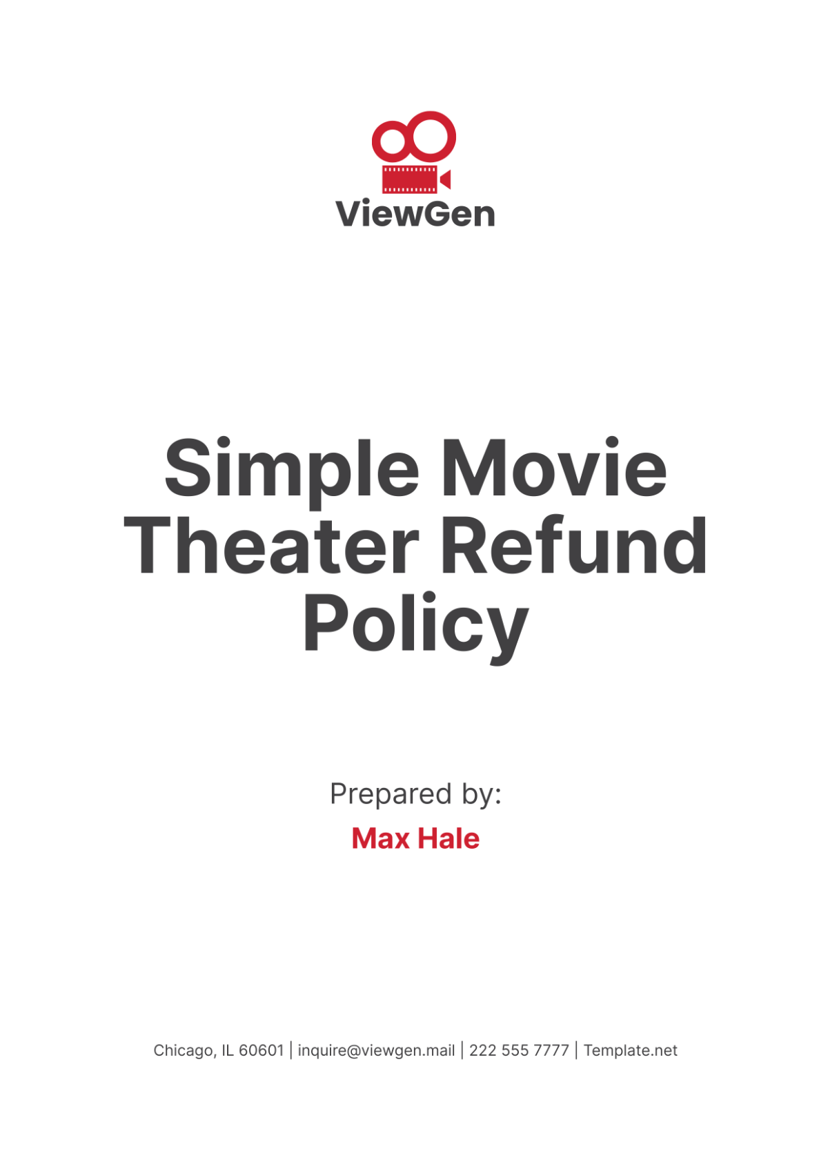 Simple Movie Theater Refund Policy Template - Edit Online & Download