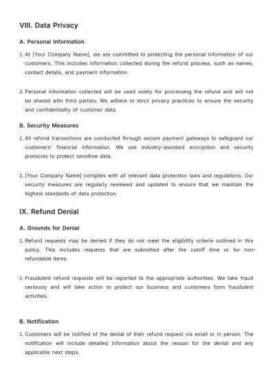 Free Simple??Movie Theater Refund Policy Template to Edit Online