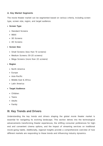 Free Movie Theater Global Market Report Template to Edit Online