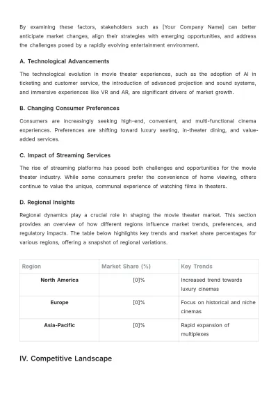 Free Movie Theater Global Market Report Template to Edit Online