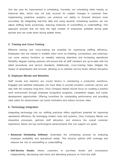 Free Movie Theater Operational Efficiency Report Template to Edit Online