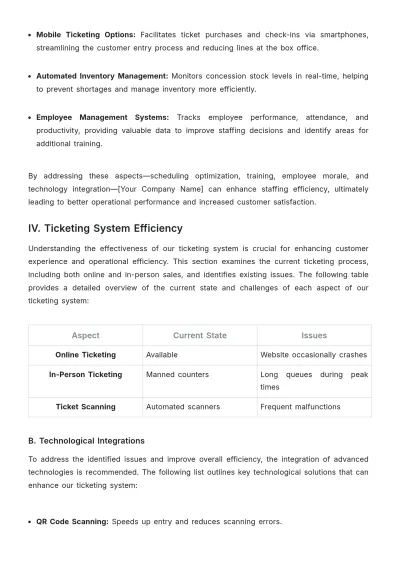 Free Movie Theater Operational Efficiency Report Template to Edit Online