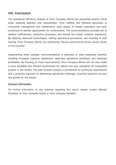 Free Movie Theater Operational Efficiency Report Template to Edit Online