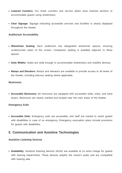 Free Aesthetic Movie Theater Accessibility Policy Template to Edit Online