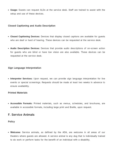 Free Aesthetic Movie Theater Accessibility Policy Template to Edit Online
