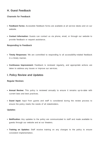 Free Aesthetic Movie Theater Accessibility Policy Template to Edit Online