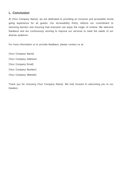 Free Aesthetic Movie Theater Accessibility Policy Template to Edit Online