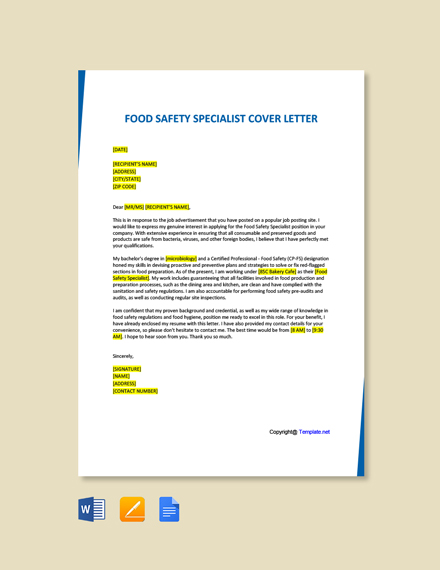 food safety officer job cover letter