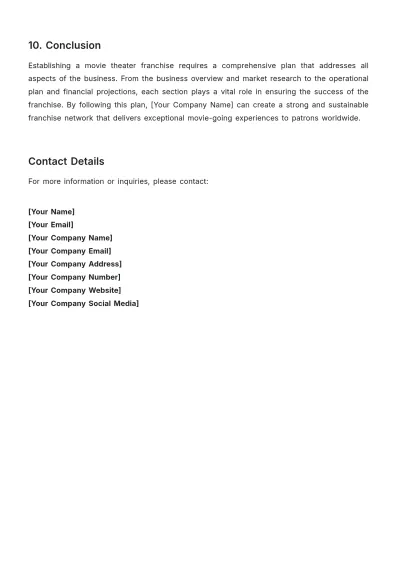 Free Printable Movie Theater Franchise Plan Template to Edit Online