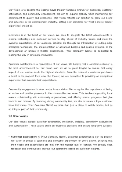 Free Printable Movie Theater Franchise Plan Template to Edit Online