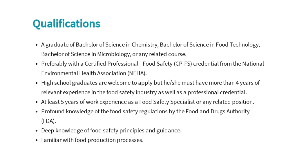 Free Food Safety Specialist Job Ad/Description Template 5.jpe