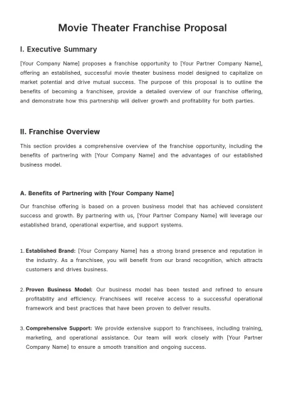 Free Movie Theater Franchise Proposal Template to Edit Online