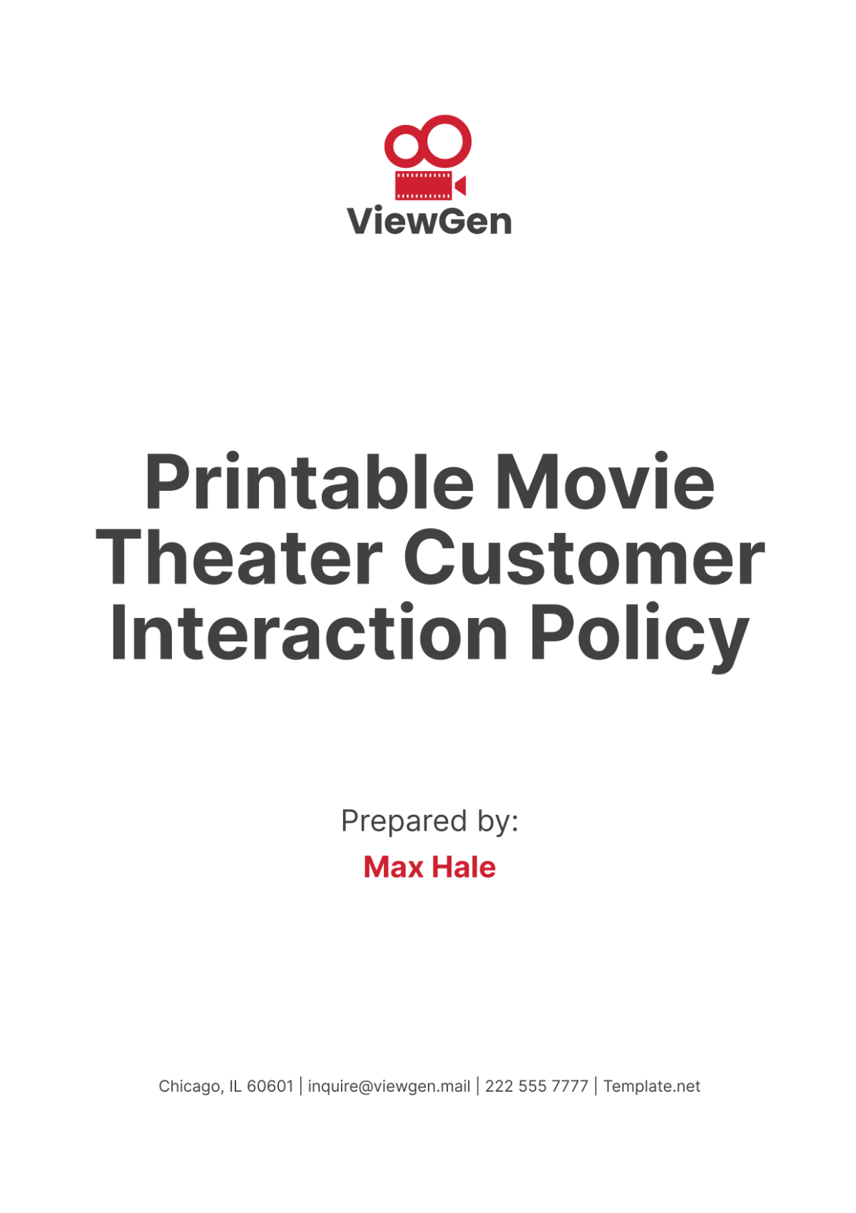 Printable Movie Theater Customer Interaction Policy Template