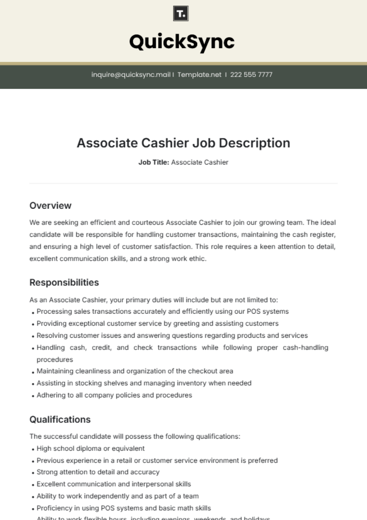 Page 5 FREE Job Description Templates Examples Edit Online 
