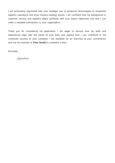 Free Freight Forwarding Customer Service Representative Cover Letter to Edit Online